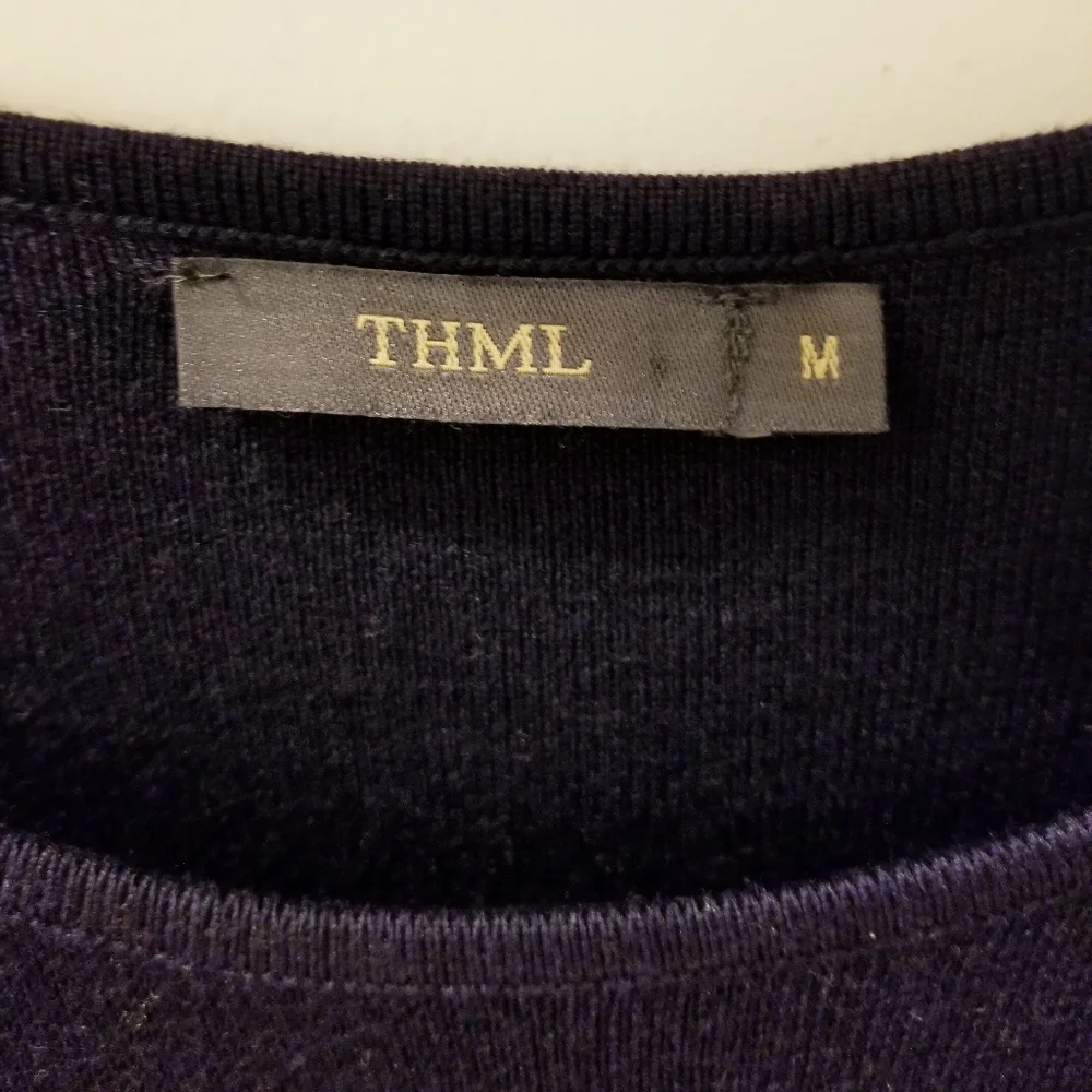 THML Navy Dot Coral & Tan Stripe ¾ Sleeve Crewneck Dress Sz M